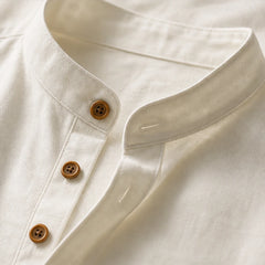 Yoake Mandarin Collar Shirt - White - mandarin collar - Hendlys - Image 3