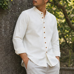 Yoake Mandarin Collar Shirt - White - lightweight shirt - Hendlys - Image 7