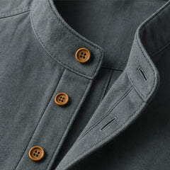 Yoake Mandarin Collar Shirt - Charcoal - mandarin collar - Hendlys - Image 3