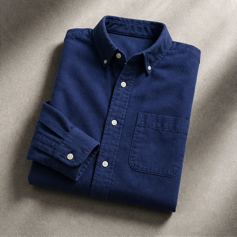 Henderson Cotton Oxford Shirt - Navy - men's shirt - Hendlys - Image 2