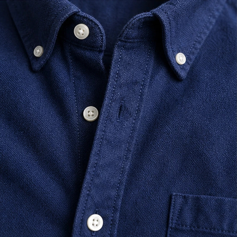 Henderson Cotton Oxford Shirt - Navy - oxford shirt - Hendlys - Image 3