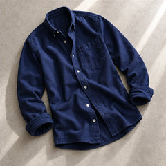 Henderson Cotton Oxford Shirt - Navy - cotton shirt - Hendlys - Image 4