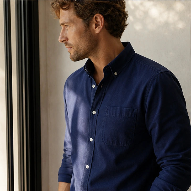 Henderson Cotton Oxford Shirt - Navy - casual wear - Hendlys - Image 7