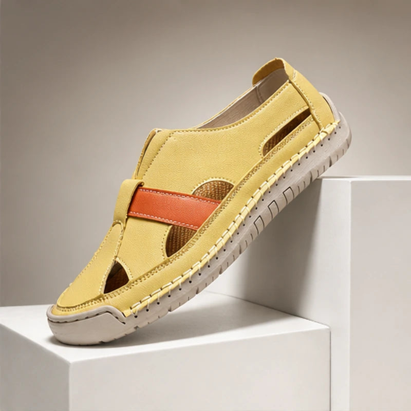 Brexton Vented Leather Loafer - Yellow - Loafers - Hendlys - Image 1
