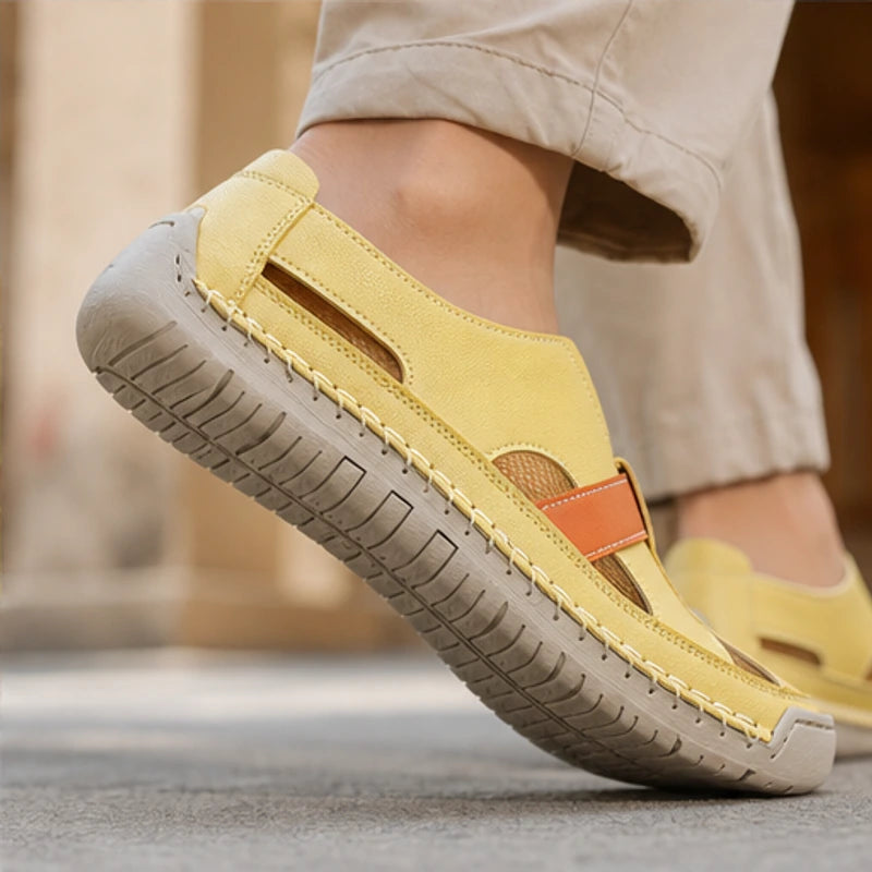 Brexton Vented Leather Loafer - Yellow - men's loafers - Hendlys - Image 3