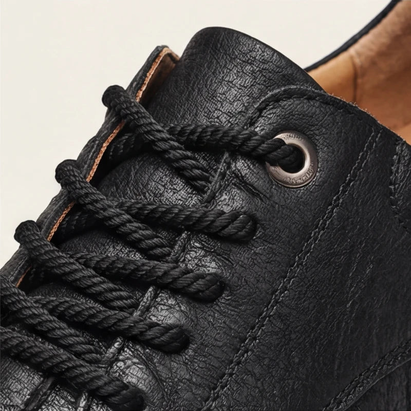 Bianchi Mens Leather Sneakers - Black - leather sneakers - Hendlys - Image 3