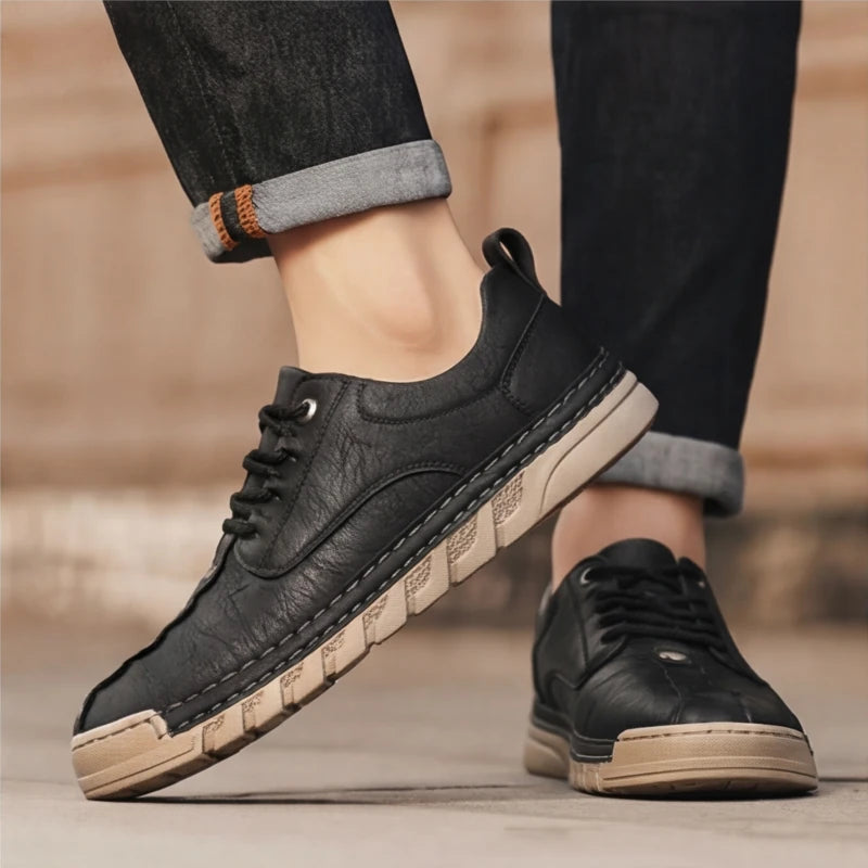 Bianchi Mens Leather Sneakers - Black - men's footwear - Hendlys - Image 5