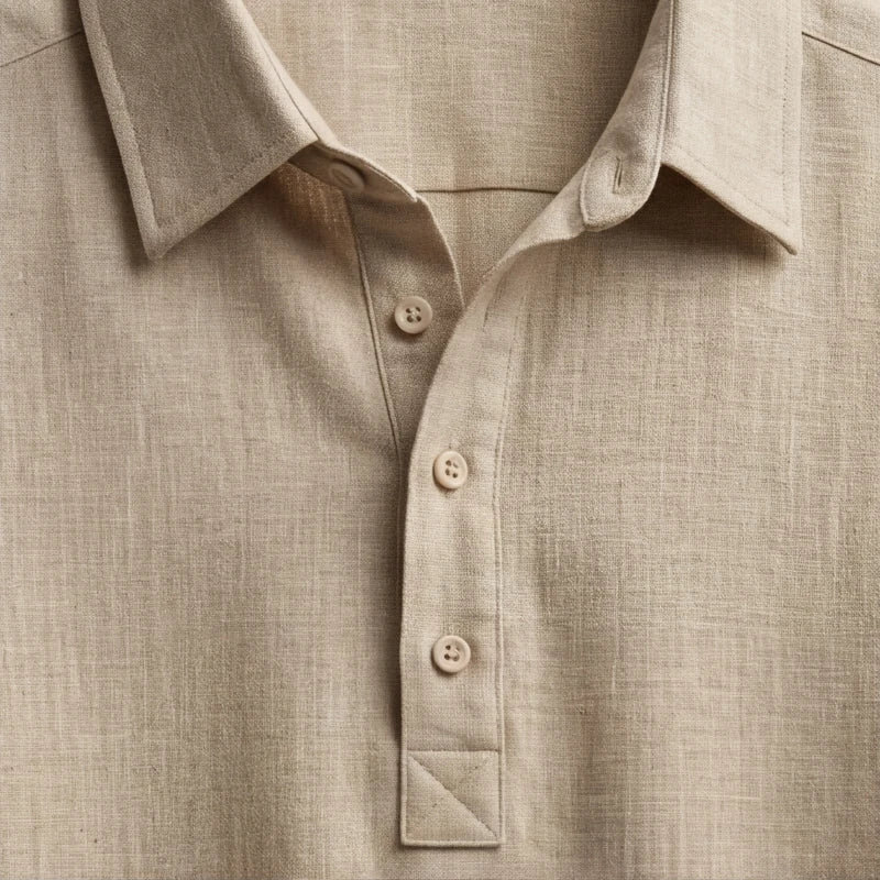 Porto Henley Shirt - Sand - men's shirt - Hendlys - Image 1