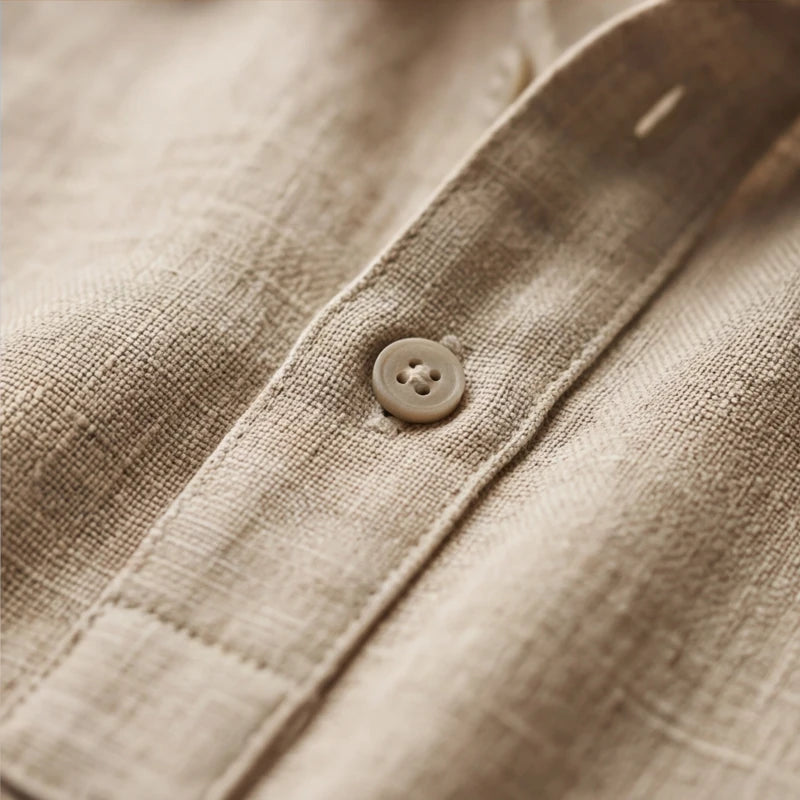 Porto Henley Shirt - Sand - men's shirt - Hendlys - Image 2