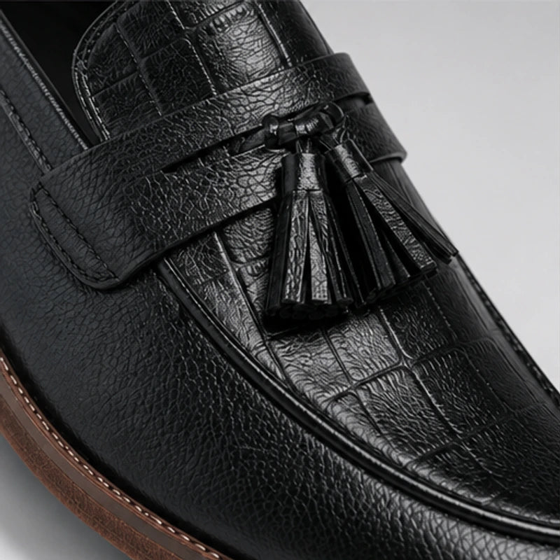Arno Leather Tassel Loafer - Black - men's dress shoes - Hendlys - Image 7