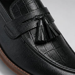Arno Leather Tassel Loafer - Black - men's dress shoes - Hendlys - Image 7