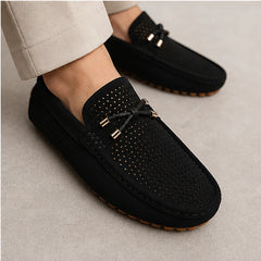 San Marco Woven Leather Loafer - Black - perforated leather - Hendlys - Image 6