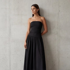 Grazania Strapless Dress - Black - ruched dress - Hendlys - Image 5