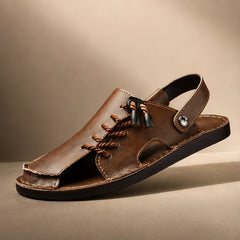 Trailhaven Full-Grain Leather Sandal - Brown - Sandals - Hendlys - Image 1