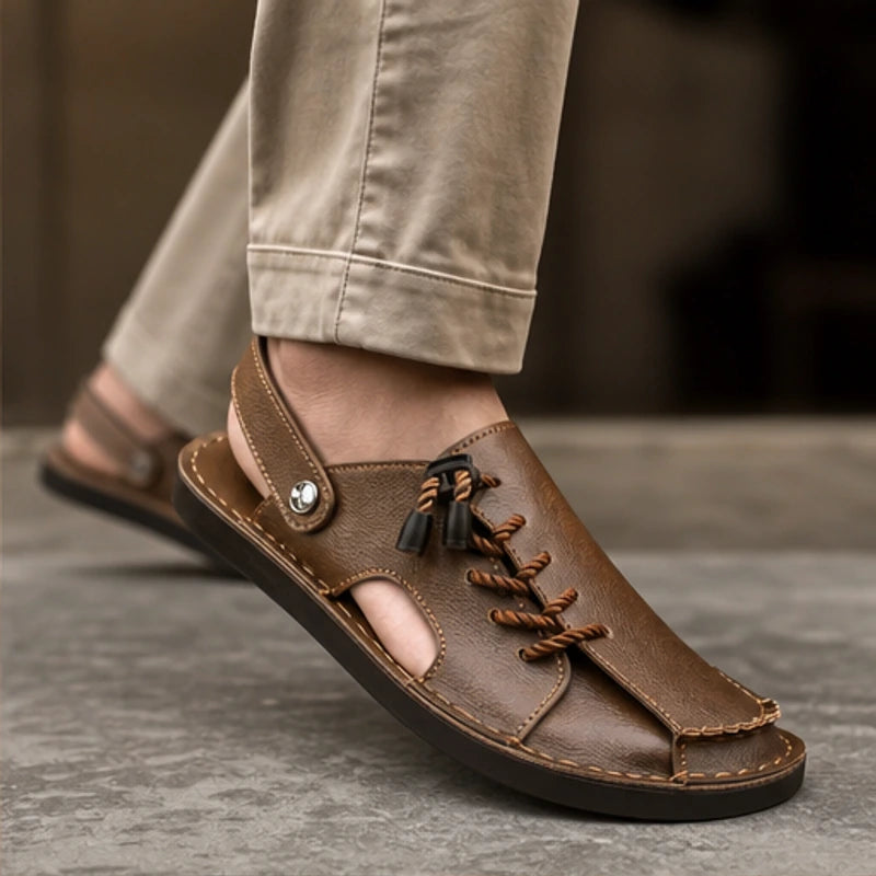 Trailhaven Full-Grain Leather Sandal - Brown - full-grain leather - Hendlys - Image 4