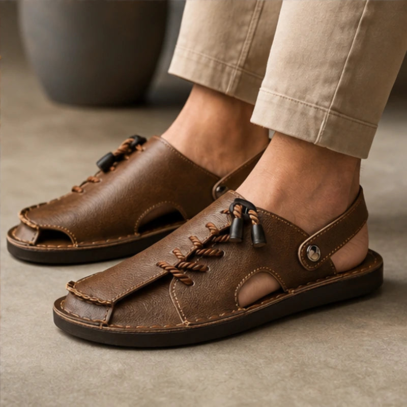 Trailhaven Full-Grain Leather Sandal - Brown - adjustable sandals - Hendlys - Image 5