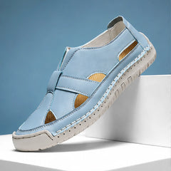 Brexton Vented Leather Loafer - Sky Blue - Loafers - Hendlys - Image 1