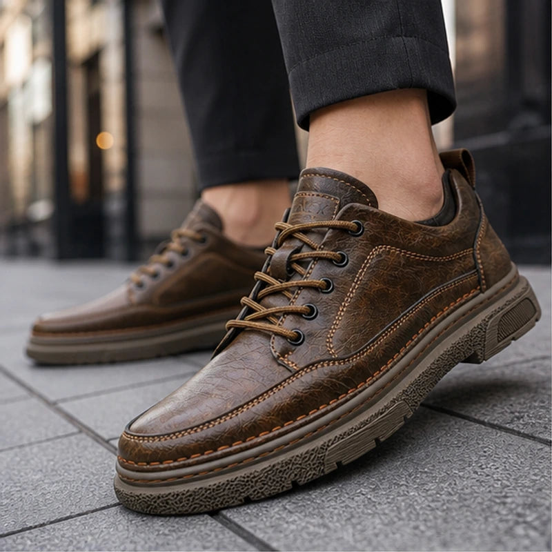 Bergman Leather Sneakers - Brown - leather sneakers - Hendlys - Image 3