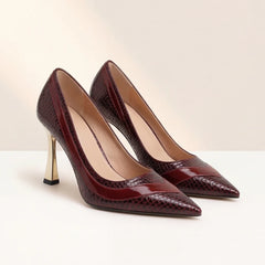 Maria May Metallic Heels - Red - crocodile texture - Hendlys - Image 5