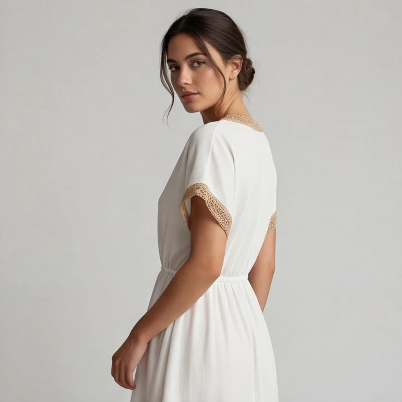 Comporta Lace Midi Dress - White - midi dress - Hendlys - Image 4
