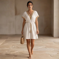 Comporta Lace Midi Dress - White - women's dress - Hendlys - Image 1