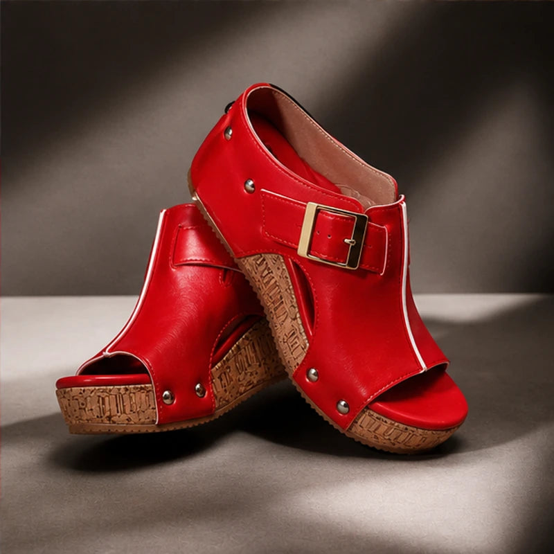 Zulana Platform Sandals - Red - leather sandals - Hendlys - Image 5