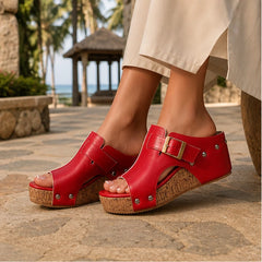 Zulana Platform Sandals - Red - women's sandals - Hendlys - Image 2