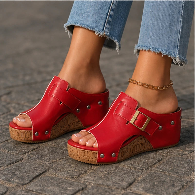 Zulana Platform Sandals - Red - Sandals - Hendlys - Image 1