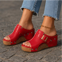 Zulana Platform Sandals - Red - Sandals - Hendlys - Image 1