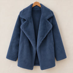 Adela Women's Oversized-Lapel Fur Coat - Blue - fur coat - Hendlys - Image 7