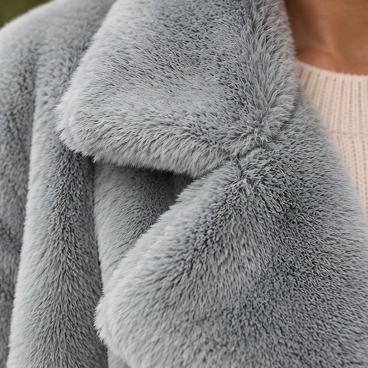 Adela Women's Oversized-Lapel Fur Coat - Gray - women's coat - Hendlys - Image 6