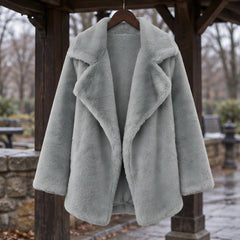 Adela Women's Oversized-Lapel Fur Coat - Gray - female - Hendlys - Image 3