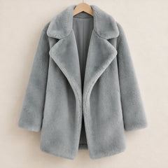 Adela Women's Oversized-Lapel Fur Coat - Gray - fur coat - Hendlys - Image 7