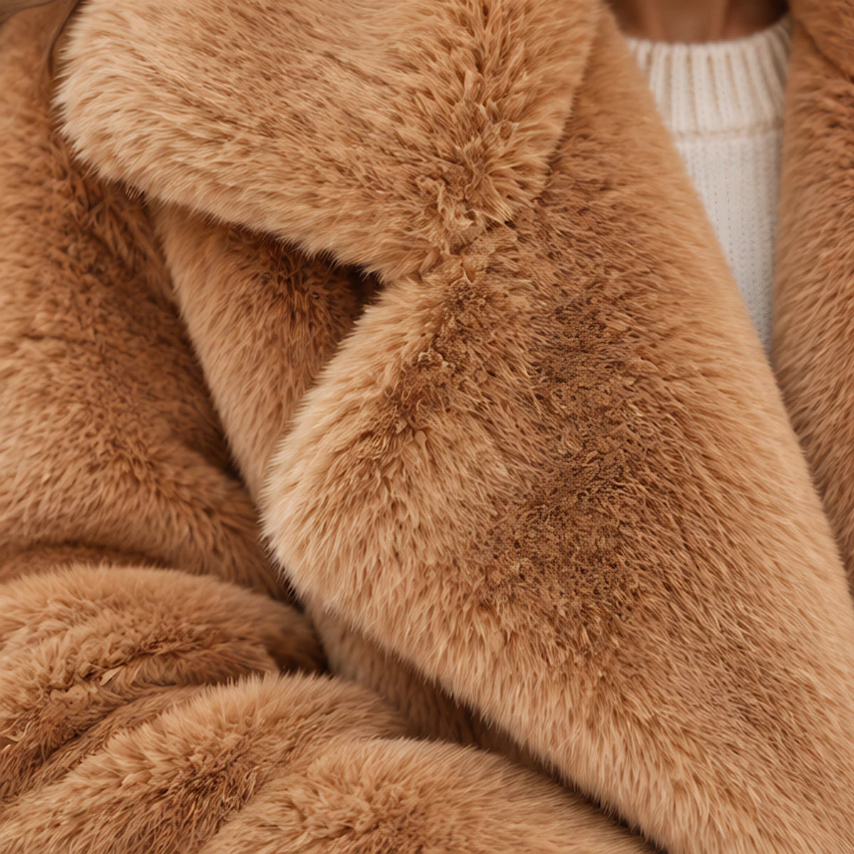 Adela Women's Oversized-Lapel Fur Coat - Brown - women's coat - Hendlys - Image 6