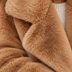 Adela Women's Oversized-Lapel Fur Coat - Brown - women's coat - Hendlys - Image 6