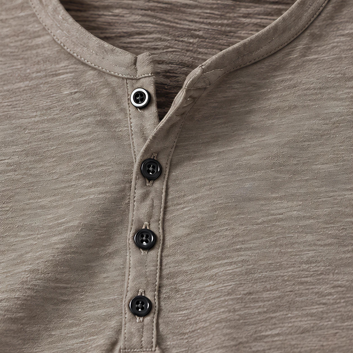 Ainsworth Men's Long Sleeve Henley Shirt - Beige - male - Hendlys - Image 4