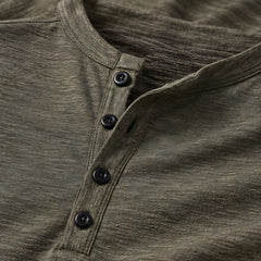 Ainsworth Men's Long Sleeve Henley Shirt - Army Green - male - Hendlys - Image 4