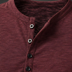 Ainsworth Men's Long Sleeve Henley Shirt - Burgundy - male - Hendlys - Image 4