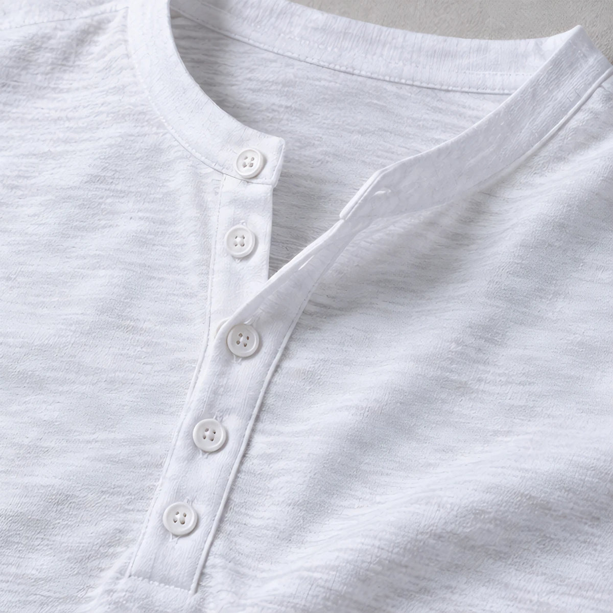 Ainsworth Men's Long Sleeve Henley Shirt - White - male - Hendlys - Image 4