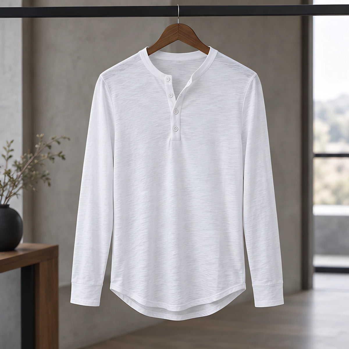 Ainsworth Men's Long Sleeve Henley Shirt - White - Men's Clothing > Shirts > Henley Shirts - Hendlys - Image 3