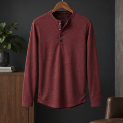 Ainsworth Men's Long Sleeve Henley Shirt - Burgundy - Men's Clothing > Shirts > Henley Shirts - Hendlys - Image 3
