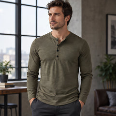 Ainsworth Men's Long Sleeve Henley Shirt - Army Green - Men's Clothing > Shirts > Henley Shirts - Hendlys - Image 1