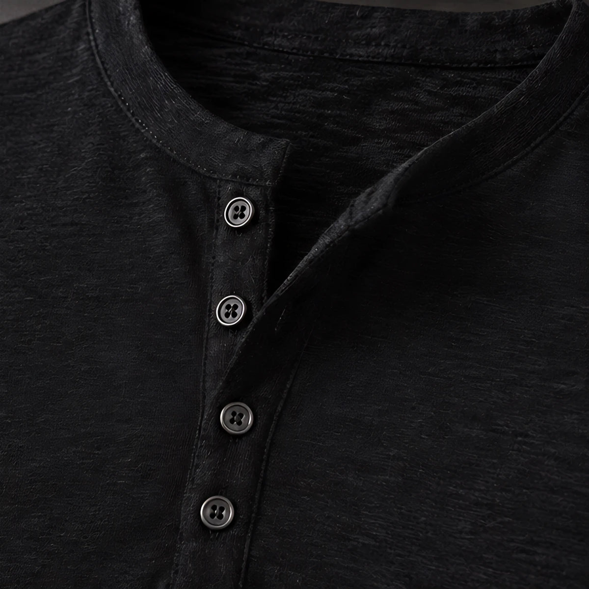 Ainsworth Men's Long Sleeve Henley Shirt - Black - male - Hendlys - Image 4