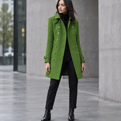 Alessandra Women's Double-Breasted Military Coat - Green - Women's Clothing > Outerwear > Coats - Hendlys - Image 1