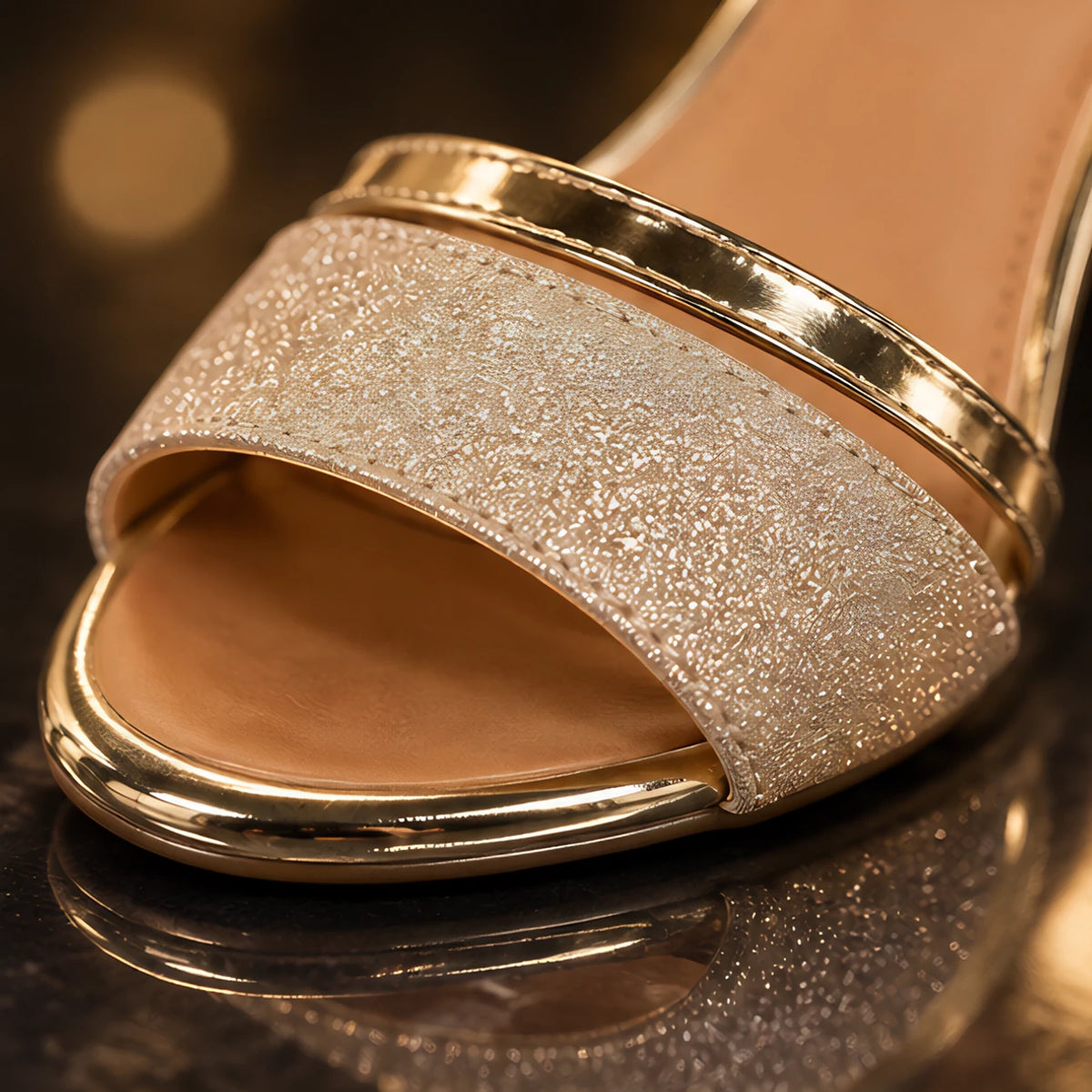 Alessandra Women's Orthopedic Glitter Sandals - Gold - cushioning - Hendlys - Image 3