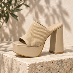 Amabel Women's Open-Toe Platform Sandals - Beige - Women's Footwear > Sandals > Platform Sandals - Hendlys - Image 1