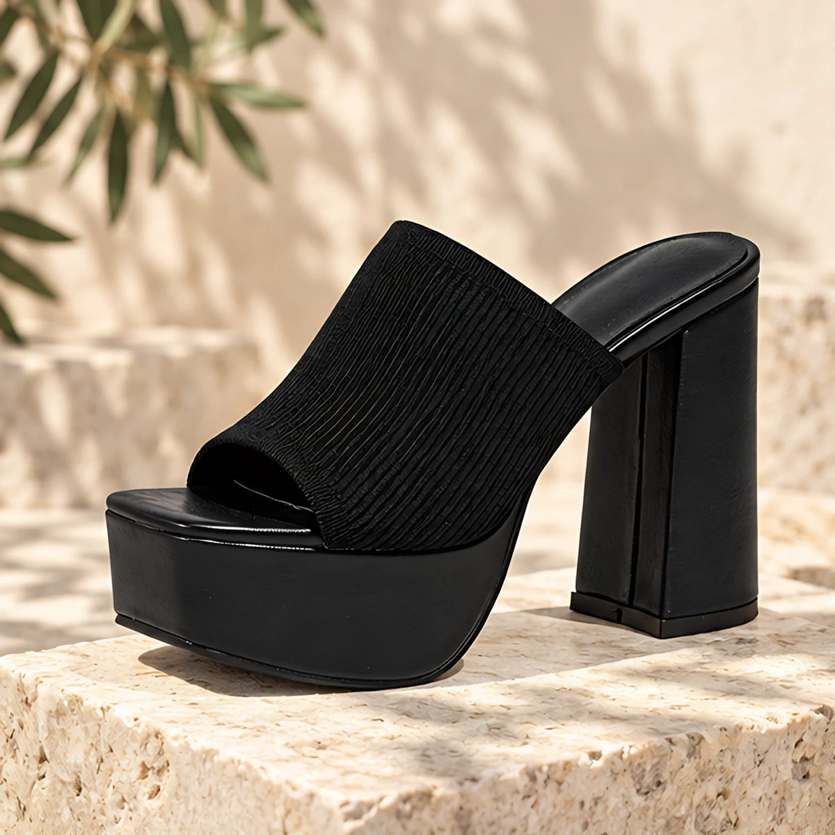 Amabel Women's Open-Toe Platform Sandals - Black - Women's Footwear > Sandals > Platform Sandals - Hendlys - Image 1
