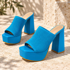 Amabel Women's Open-Toe Platform Sandals - Blue - heels - Hendlys - Image 2