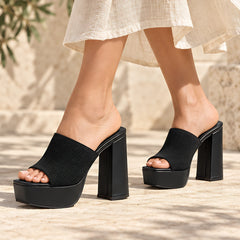 Amabel Women's Open-Toe Platform Sandals - Black - sandals - Hendlys - Image 4