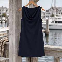 Amandra Women's Pocketed Sleeveless Slim Fit Dress - Navy - CLO-DRESS-MINI - Hendlys - Image 3